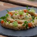 Riso integrale, zucca e spinaci d'acqua
