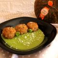 POLPETTE DI ZUCCA SU CREMA DI PATATE E PISELLI