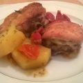 POLLO A FORNO CON PATATE E POMODORINI