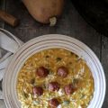 Risotto con zucca, luganega e semi di zucca