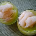Crema d'acqua alla menta e sorbetto di pompelmo