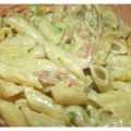 MEZZE PENNE CON PROSCIUTTO COTTO,PANNA E PISELLI