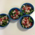 Insalatina di gamberi, melagrana e valeriana