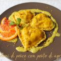 Ravioloni di pesce con pesto di agrumi