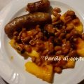 Polenta fritta con salsicce e fagioli
