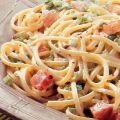 Linguine con asparagi, panna e salmone