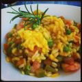 Risotto zucca, piselli e gamberi