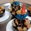 Chicche di graffe con ganache bianca e nera