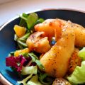 Gamberi in tempura con salsa all'arancia