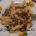 Penne quadrate con fagioli e salsiccia
