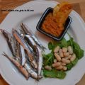 Sardoni barcolani e scampi su piastra di sale