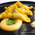 Ravioli di riso al vapore con rombo e crema di[...]