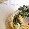 Spaghetti con asparagi selvatici e pancetta
