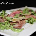 Tagliata di scamone argentino con rucola e grana