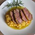 Petto d'anatra arrosto con risotto alla zucca