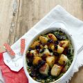 Gratin di spinaci con cubetti di merluzzo