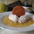 Quenelle di ricotta su salsa di pere