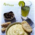 Skordalia all'aglio e bevanda di lime e menta