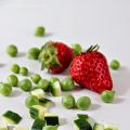 risotto vintage alle fragole, piselli e zucchine