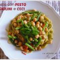 Spaghetti al pesto con fagiolini e ceci