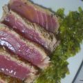 TAGLIATA DI TONNO CON PORRO STUFATO