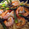 Penne gamberi ed asparagi.....
