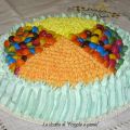 Torta bicolore con Smarties e ciuffetti di panna