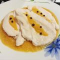 Pollo al vapore con salsa di zucca e pepe verde