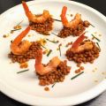 Gamberi al curry e lenticchie