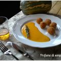 Bocconcini di riso e zucca su vellutata arancio