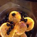 Arancia caramellata con olive nere amare