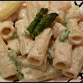 TORTIGLIONI  ALLA CREMA DI PROSCIUTTO E ASPARAGI