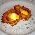 Cialde di pancetta croccante con uovo