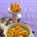 Crema di asparagi con bignè al prosciutto e[...]