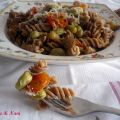 Fusilli di farro integrale con fave e pomodorini