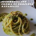 Spaghetti con crema di broccoli ripassati