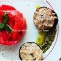 Funghi ripieni su letto di pesto e contorno di[...]