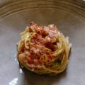 Pasta alla crema di zucchine e crudo di Parma