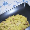 Risotto cremoso con asparagi, speck e stracchino