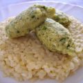 Riso rosa con quenelles di spinaci