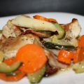 Coniglio glassato al miele con verdurine