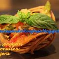 Cestini di spaghetti con caponatina leggera:[...]