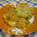 Pesce alle spezie con riso pilaf ai piselli
