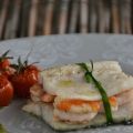 Branzino in millefoglie con gamberi