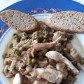STRACCETTI di POLLO con CIPOLLE e PISELLI