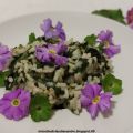 Risotto con spinaci e fiori di primula
