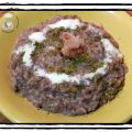 Risotto al lambrusco, mortadella e squaqquerone