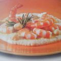 Gamberi su crema di ceci