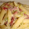 Pennette con panna, porri e speck
