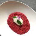 Risotto alla rapa rossa, menta e caprino